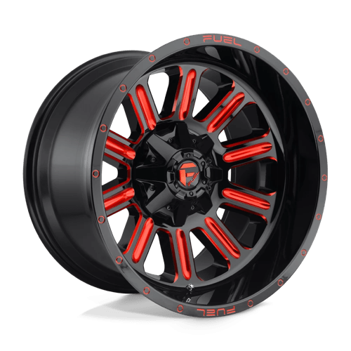 Fuel Offroad D621 HARDLINE Gloss Black Red Tinted Clear 15x8 -18 6x139.7mm 108mm - Wheelwiz