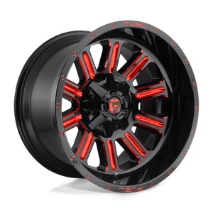 Fuel Offroad D621 HARDLINE Gloss Black Red Tinted Clear 20x9 +20 5x127|5x139.7mm 87.1mm - Wheelwiz