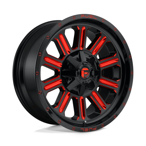 Fuel Offroad D621 HARDLINE Gloss Black Red Tinted Clear 20x9 +1 8x180mm 124.2mm - Wheelwiz