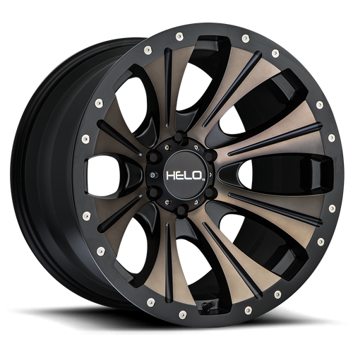 Helo HE901 Satin Black Mach W/ Dark Tint 20x9 +18 6x139.7mm 106.1mm