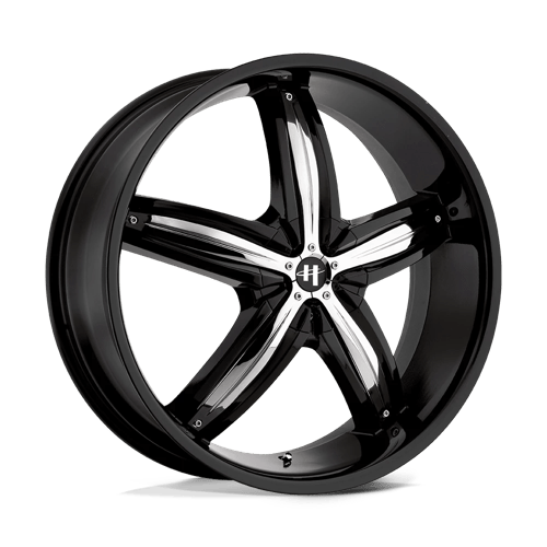 Helo HE844 Gloss  Black W/ Chrome Accents 22x8.5 +45 Custom 72.6mm - Wheelwiz