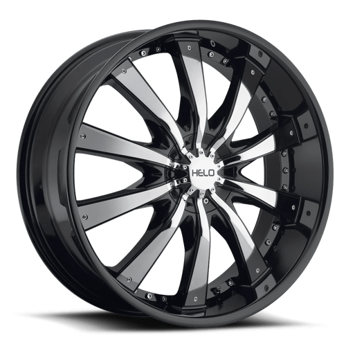 Helo HE875 Gloss  Black W/ Chrome Accents 26x9.5 +15 6x135|6x139.7mm 100.5mm - Wheelwiz