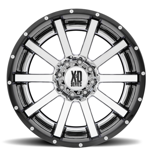 XD Series XD200 HEIST Chrome Center Gloss Black Milled Lip 22x12 -44 8x165.1mm 125.1mm - Wheelwiz