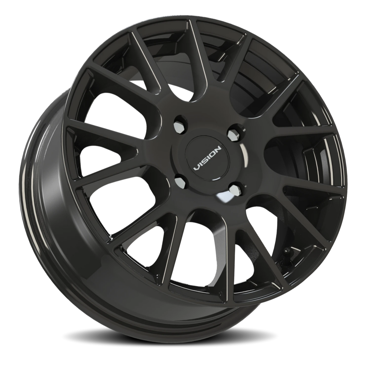Vision Wheel 18 Gloss Black 15x6.5 +38 4x114.3mm 73.1mm - Wheelwiz