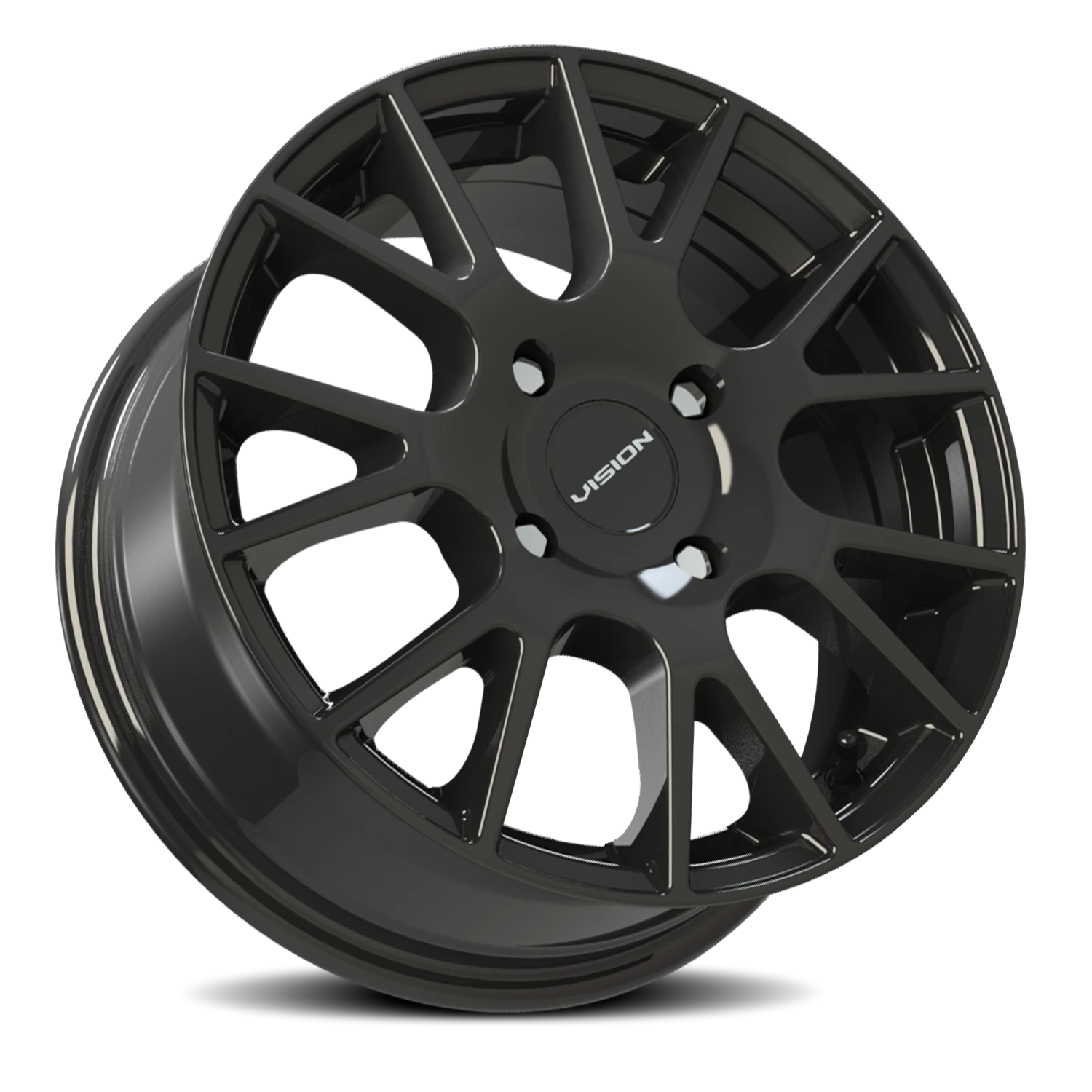 Vision Wheel 18 Gloss Black 15x6.5 +38 4x114.3mm 73.1mm - Wheelwiz