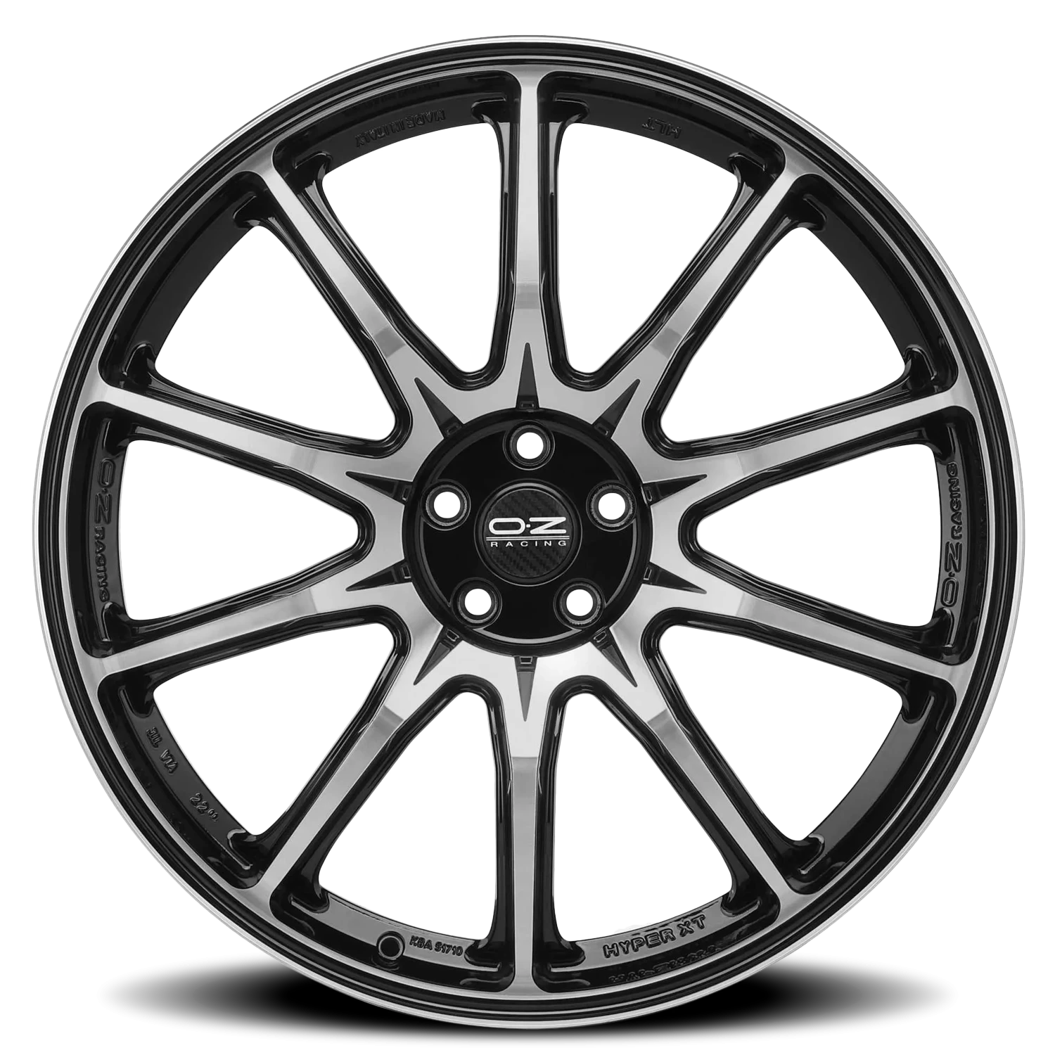 OZ Racing Hyper XT HLT Gloss Black W/ Diamond Cut 22x10.5 +53 5x114.3mm 67.04mm - Wheelwiz