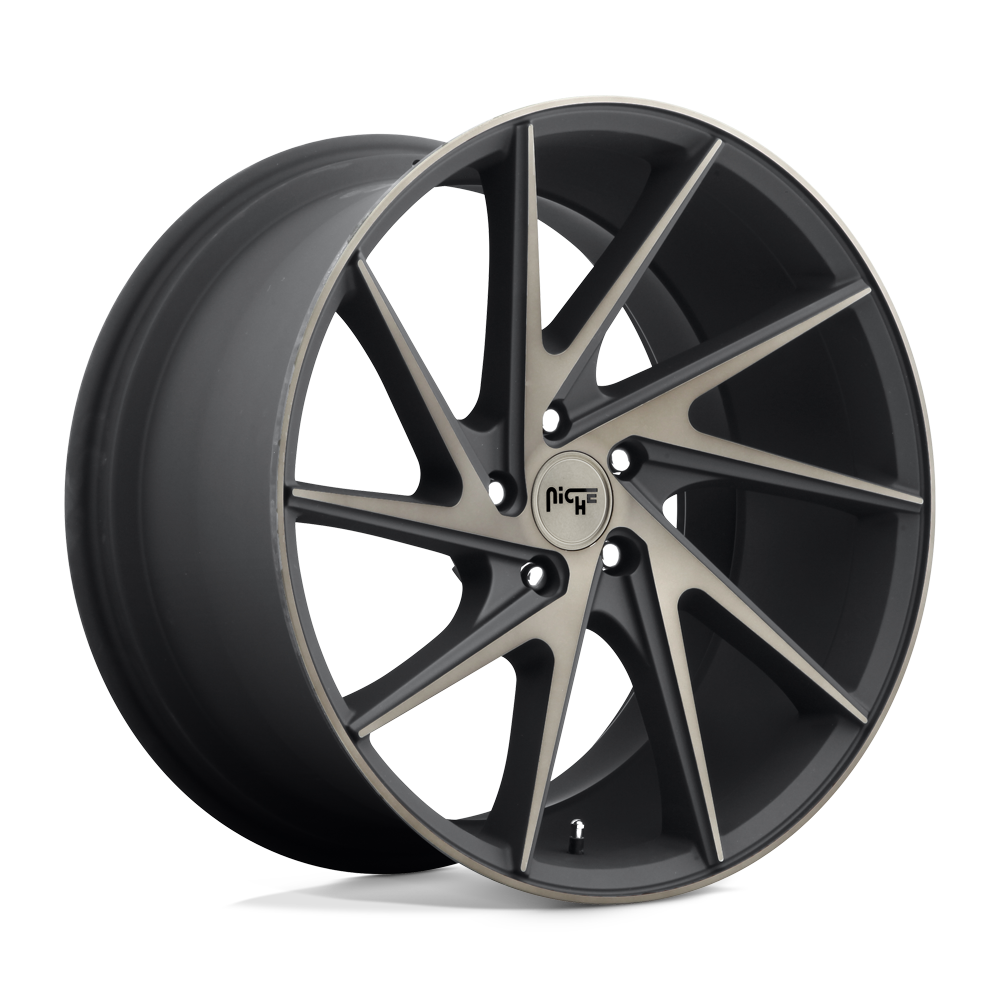 Niche M163 INVERT Matte Black Machined Ring 20x10.5 +45 5x114.3mm 72.6mm - WheelWiz