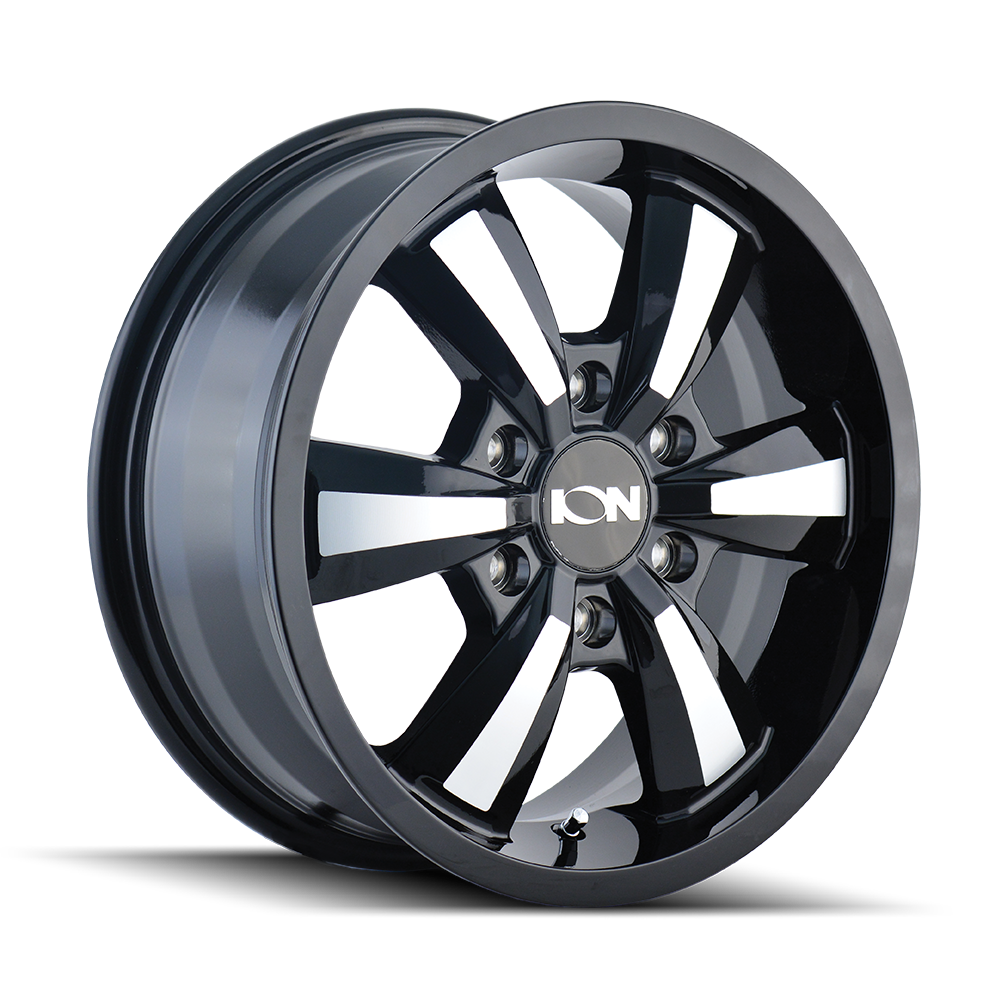 ION 103 Gloss black machined 16x6.5 +45 6x130mm 84.1mm - WheelWiz