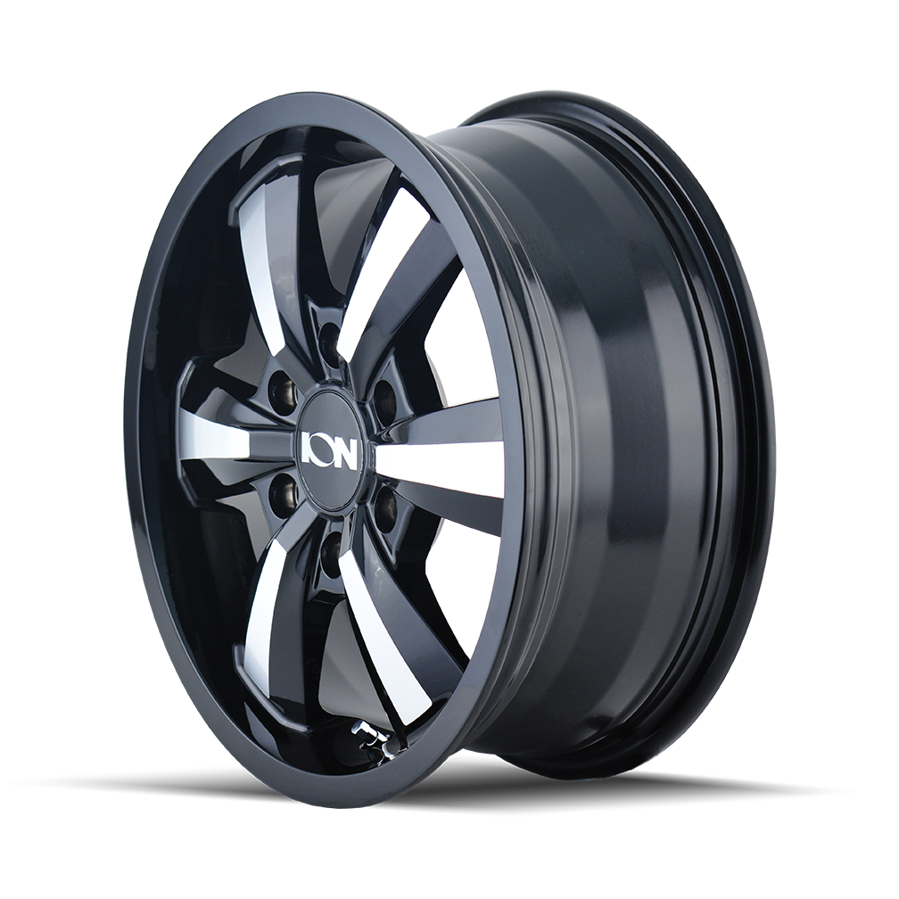 ION 103 Gloss black machined 16x6.5 +45 6x130mm 84.1mm - WheelWiz