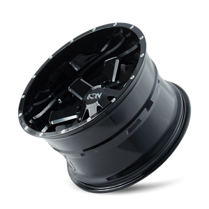 ION 141 Gloss black milled 20x12 -44 8x165.1|8x170mm 130.8mm - WheelWiz