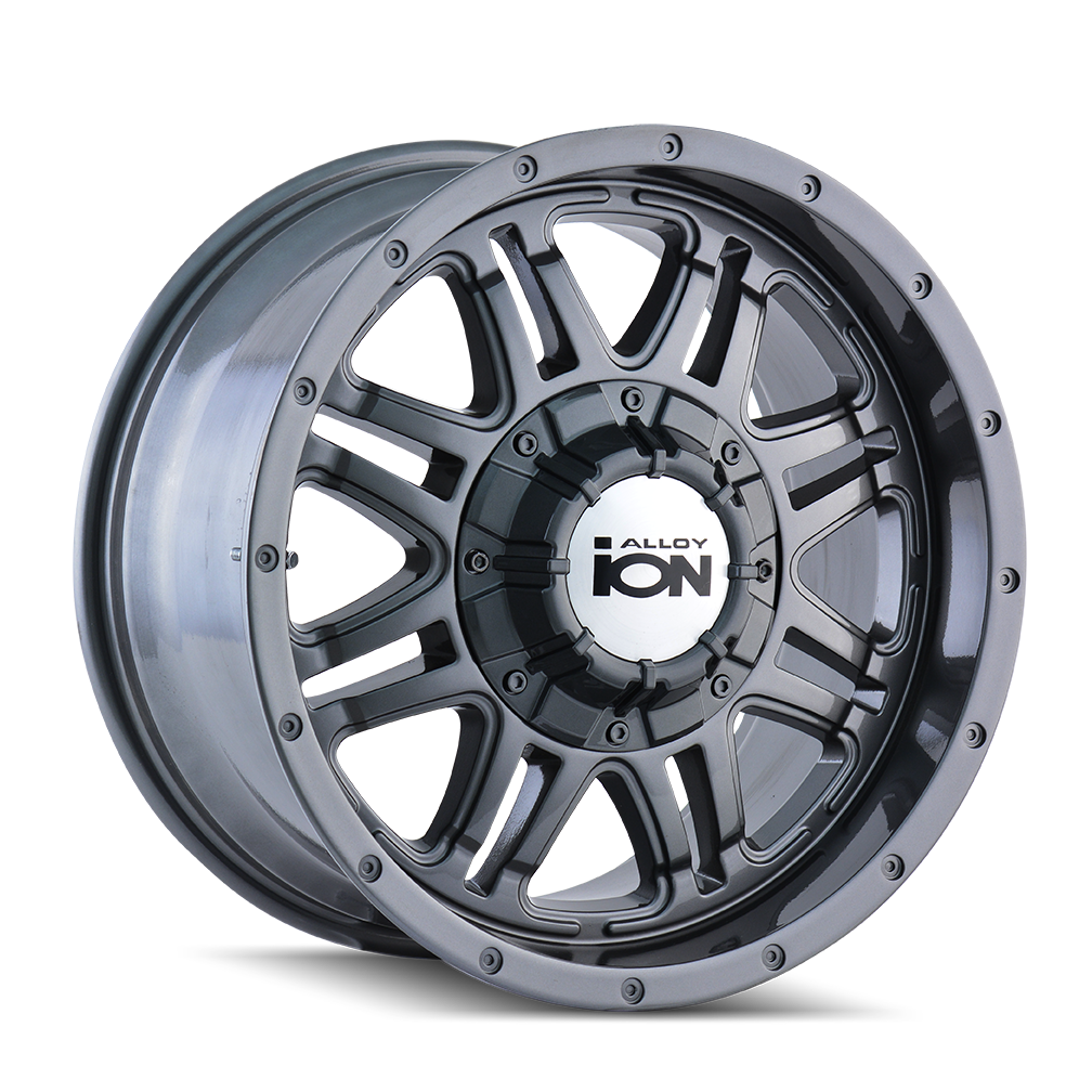 ION 186 Gloss gunmetal 17x8 +10 6x135|6x139.7mm 106mm - WheelWiz