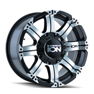 ION 187 Gloss black machined 17x9 -12 5x127|5x139.7mm 87mm - WheelWiz