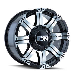 ION 187 Gloss black machined 18x9 -12 8x165.1|8x170mm 130.8mm - WheelWiz