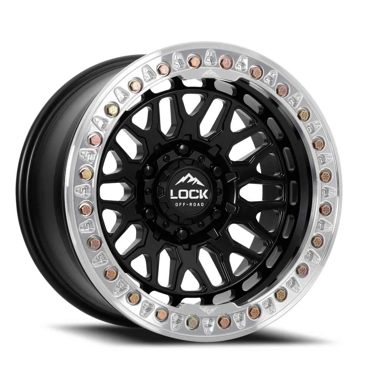 Lock Offroad Invader Beadlock Matte Black W/ Machined Ring 17x9 +38 5x127mm 71.5mm