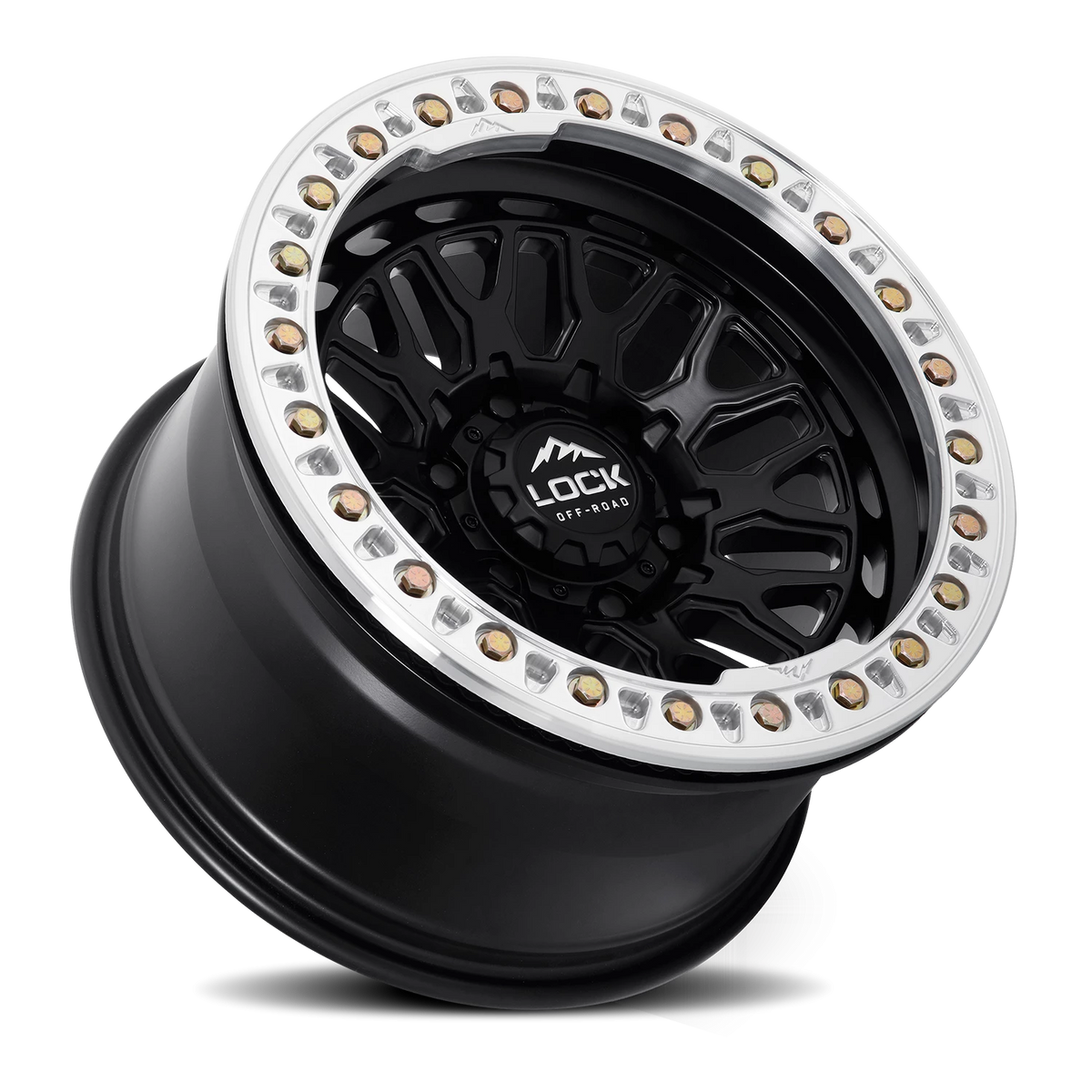Lock Offroad Invader Beadlock Matte Black W/ Machined Ring 17x9 +12 5x127mm 71.5mm