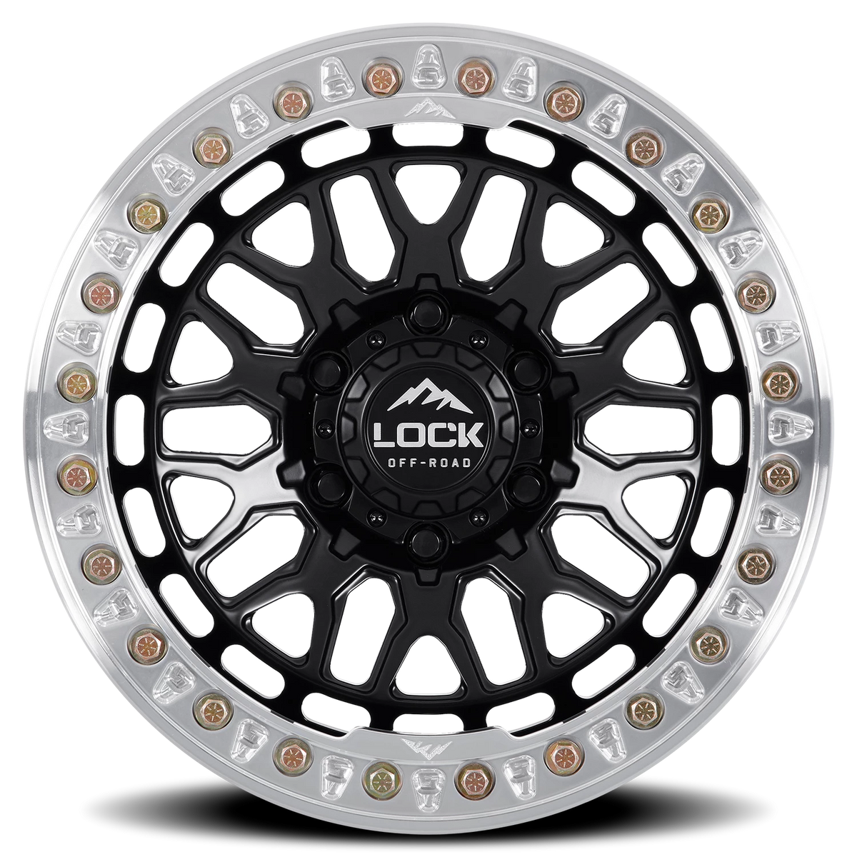 Lock Offroad Invader Beadlock Matte Black W/ Machined Ring 17x9 +12 5x127mm 71.5mm