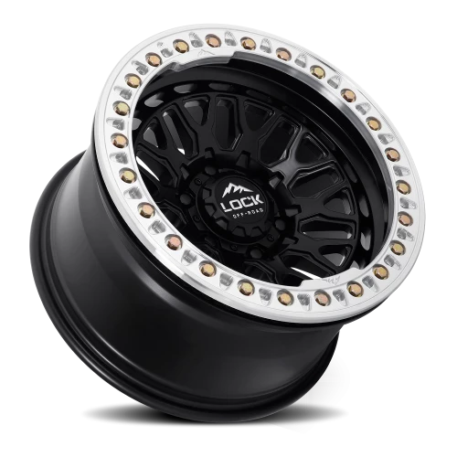 Lock Offroad Invader Beadlock Matte Black W/ Machined Ring 17x9 +38 6x139.7mm 106.2mm - Wheelwiz
