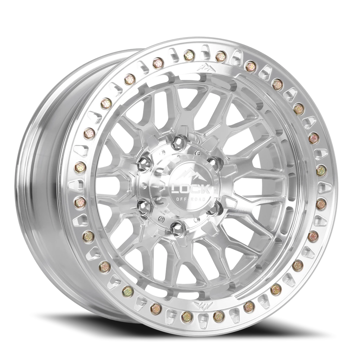 Lock Offroad Invader Beadlock Machined Silver W/ Clear Coat 17x9 +38 5x127mm 71.5mm