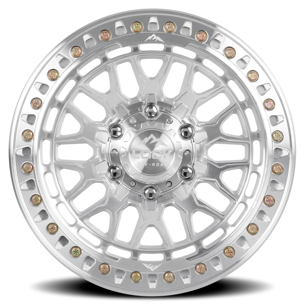 Lock Offroad Invader Beadlock Machined Silver W/ Clear Coat 17x9 0 5x127mm 71.5mm