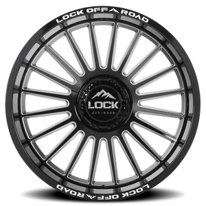 Lock Offroad Invasion Gloss Black W/ Milling 20x9 +1 6x135|6x139.7mm 106.2mm