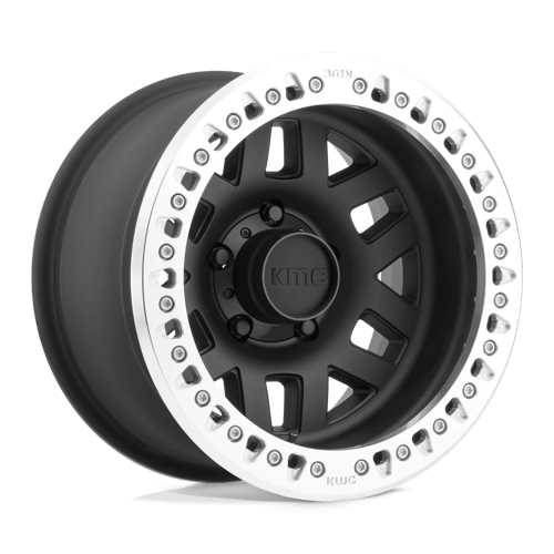 KMC KM229 MACHETE CRAWL BEADLOCK Satin Black W/ Machined Ring 17x9 -38 5x127mm 78.1mm - Wheelwiz