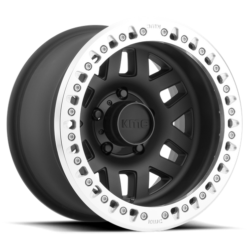 KMC KM229 MACHETE CRAWL BEADLOCK Satin Black W/ Machined Ring 17x9 -38 5x127mm 78.1mm - Wheelwiz