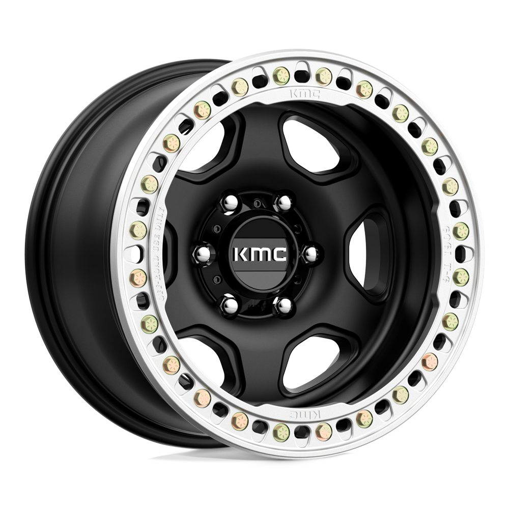 KMC KM233 HEX BEADLOCK Satin Black 17x9 -38 5x127mm 71.5mm - WheelWiz