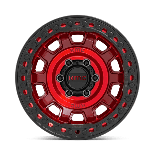 KMC KM236 TANK BEADLOCK Candy Red 17x9 -38 5x127mm 71.5mm - Wheelwiz