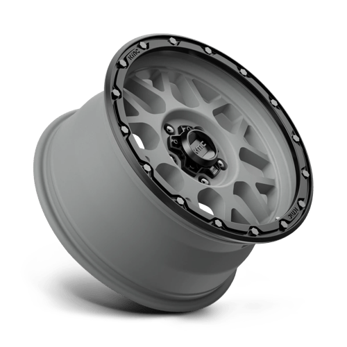 KMC KM535 GRENADE OFF-ROAD Matte Gray W/ Matte Black Lip 17x9 -12 5x127mm 78.1mm - Wheelwiz