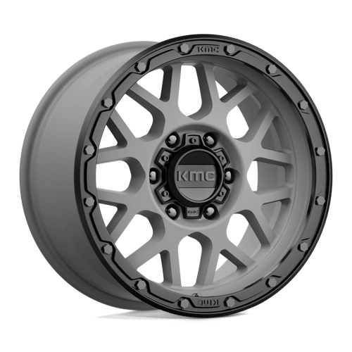 KMC KM535 GRENADE OFF-ROAD Matte Gray W/ Matte Black Lip 17x9 +18 6x114.3mm 66.1mm - Wheelwiz
