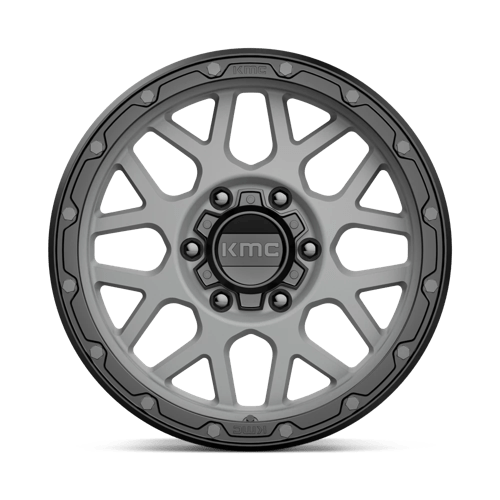 KMC KM535 GRENADE OFF-ROAD Matte Gray W/ Matte Black Lip 17x9 +18 6x120mm 66.9mm - Wheelwiz