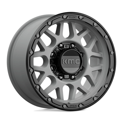 KMC KM535 GRENADE OFF-ROAD Matte Gray W/ Matte Black Lip 17x9 +18 8x180mm 124.2mm - Wheelwiz