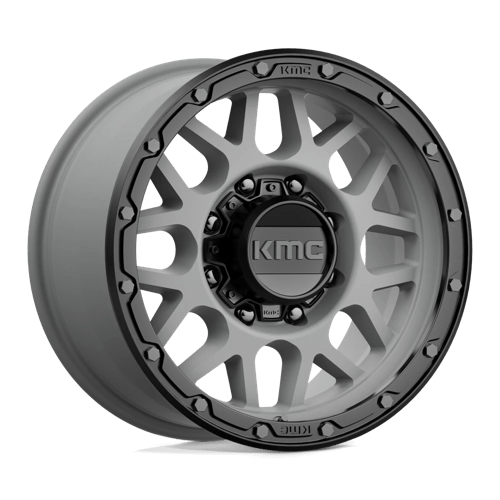 KMC KM535 GRENADE OFF-ROAD Matte Gray W/ Matte Black Lip 17x9 +18 8x180mm 124.2mm - Wheelwiz