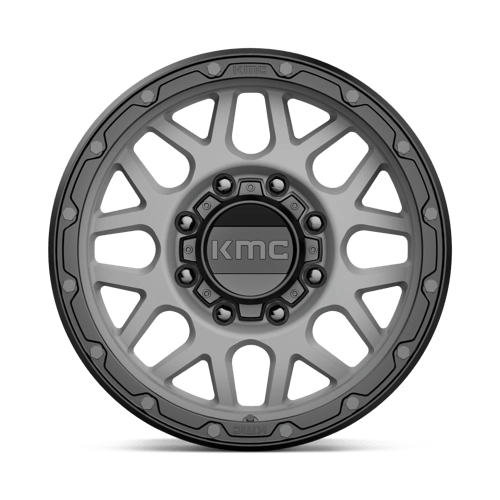 KMC KM535 GRENADE OFF-ROAD Matte Gray W/ Matte Black Lip 17x9 +18 8x180mm 124.2mm - Wheelwiz