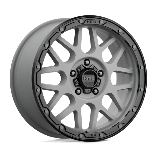 KMC KM535 GRENADE OFF-ROAD Matte Gray W/ Matte Black Lip 18x8.5 +35 5x120mm 64.2mm - Wheelwiz