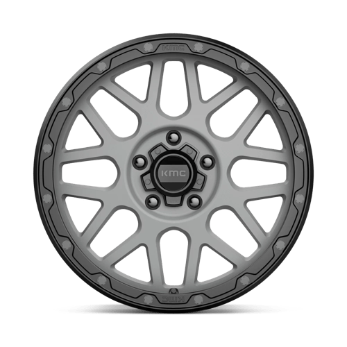 KMC KM535 GRENADE OFF-ROAD Matte Gray W/ Matte Black Lip 18x8.5 +35 5x127mm 71.5mm - Wheelwiz