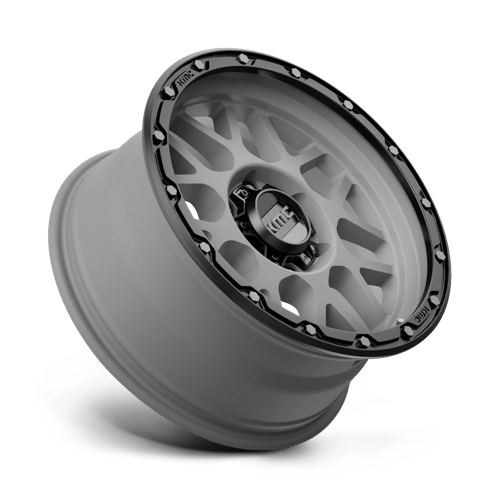 KMC KM535 GRENADE OFF-ROAD Matte Gray W/ Matte Black Lip 18x8.5 0 6x139.7mm 106.1mm - Wheelwiz