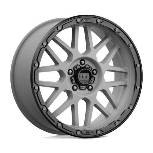 KMC KM535 GRENADE OFF-ROAD Matte Gray W/ Matte Black Lip 20x9 +18 5x150mm 110.1mm - Wheelwiz
