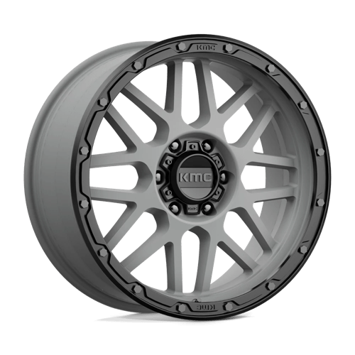 KMC KM535 GRENADE OFF-ROAD Matte Gray W/ Matte Black Lip 20x9 +18 6x139.7mm 106.1mm - Wheelwiz