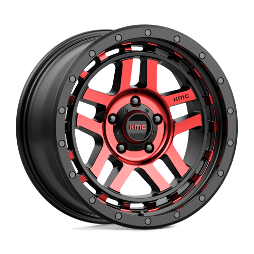 KMC KM540 RECON Gloss Black Mach W/ Red Tint 18x8.5 0 5x127mm 78.1mm - Wheelwiz