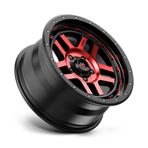 KMC KM540 RECON Gloss Black Mach W/ Red Tint 18x8.5 0 5x127mm 78.1mm - Wheelwiz