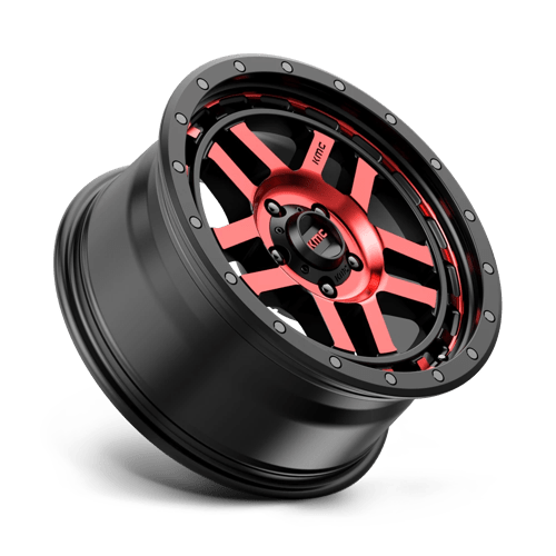 KMC KM540 RECON Gloss Black Mach W/ Red Tint 17x8.5 +18 5x127mm 71.5mm - Wheelwiz