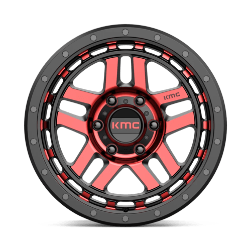 KMC KM540 RECON Gloss Black Mach W/ Red Tint 18x8.5 +18 6x139.7mm 106.1mm - Wheelwiz