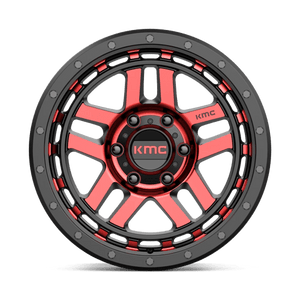 KMC KM540 RECON Gloss Black Mach W/ Red Tint 17x9 -12 6x139.7mm 106.1mm - Wheelwiz