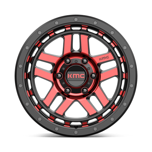 KMC KM540 RECON Gloss Black Mach W/ Red Tint 18x8.5 +18 6x139.7mm 106.1mm - Wheelwiz