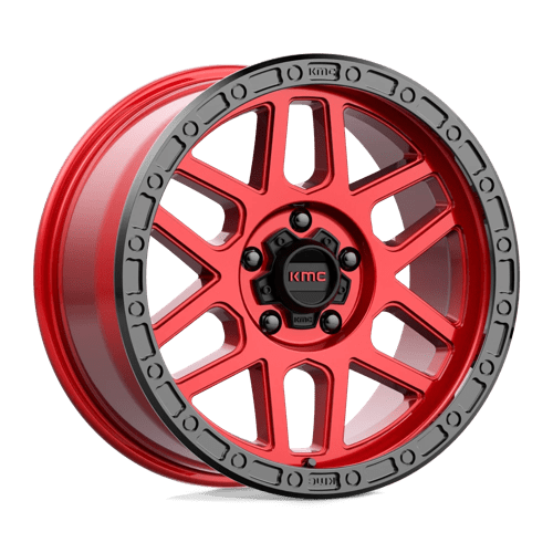 KMC KM544 MESA Candy Red W/ Black Lip 18x9 +25 5x150mm 110.1mm - Wheelwiz