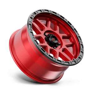 KMC KM544 MESA Candy Red W/ Black Lip 18x9 +25 5x150mm 110.1mm - Wheelwiz