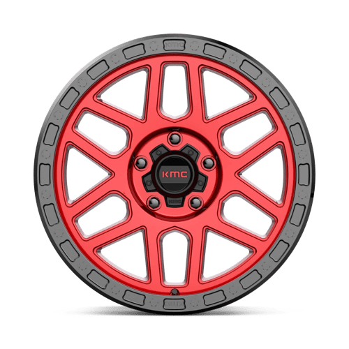 KMC KM544 MESA Candy Red W/ Black Lip 18x9 +25 5x150mm 110.1mm - Wheelwiz