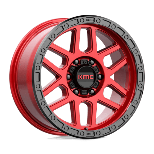 KMC KM544 MESA Candy Red W/ Black Lip 18x9 +18 6x114.3mm 66.1mm - Wheelwiz