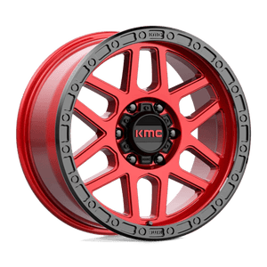 KMC KM544 MESA Candy Red W/ Black Lip 18x9 +18 6x114.3mm 66.1mm - Wheelwiz